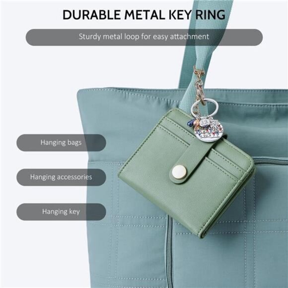 RFID Slim Wallet for Women Bifold Card Holder with Zipper Coin Pocket Keychain - Picture 6 of 7